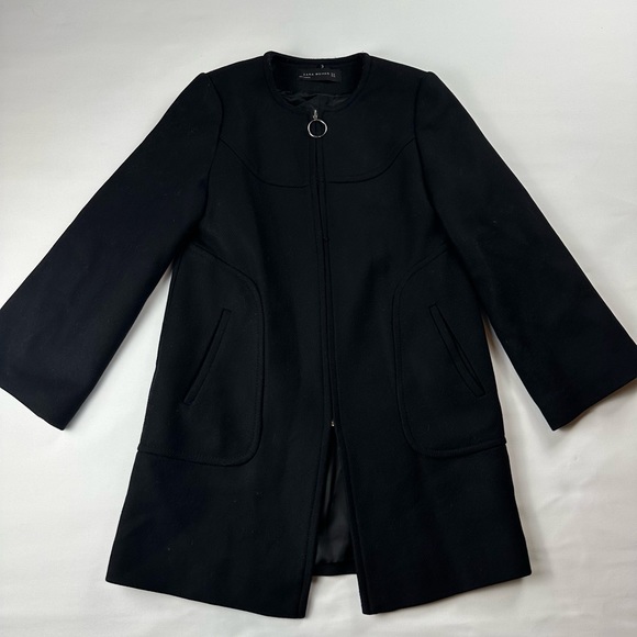 Zara Jackets & Blazers - Zara women's black wool zip up coat size xs